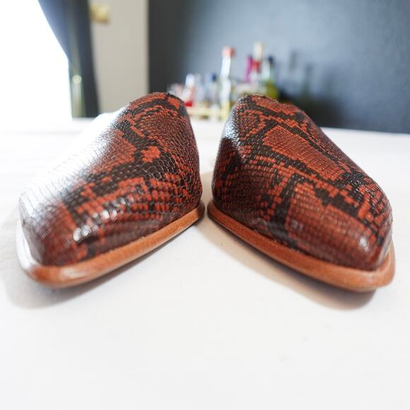 Madewell The Emilia Mule Snake Embossed Size 7 Rust Red Brown Pointed Toe MA416 - Picture 5 of 14